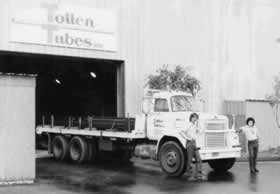 Steel Pipe History Old Photo of Truck Leaving Totten Facility